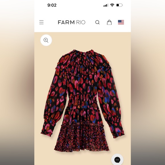 Small Farm RIO Black Iridescent Leopards Ruffle Mini Dress / Worn Only Once - Picture 1 of 5